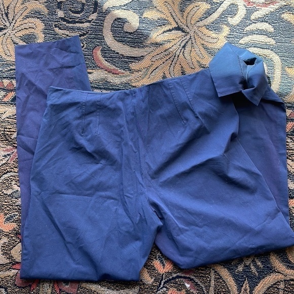 𝅺theory Blue & Purple Side Zipped Ankle Pant w Side Slit on Hem - Picture 4 of 6